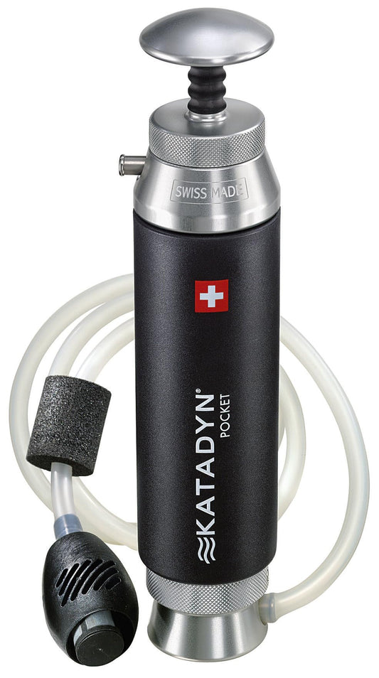 Katadyn Pocket Ceramic Hand Pump Water Filter for Camping, Backpacking & Hiking - Portable & Lightweight Water Filtration System for Survival, Easy to Use - 13,000 Gallon, 20-Year Guarantee