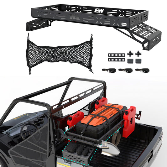 NIXFACE UTV Cargo Rack Aluminum Adjustable Universal with Cargo Net Fit for UTVs Trucks,Vans,SUVs Carry More for Off-Road,Farming,Hunting