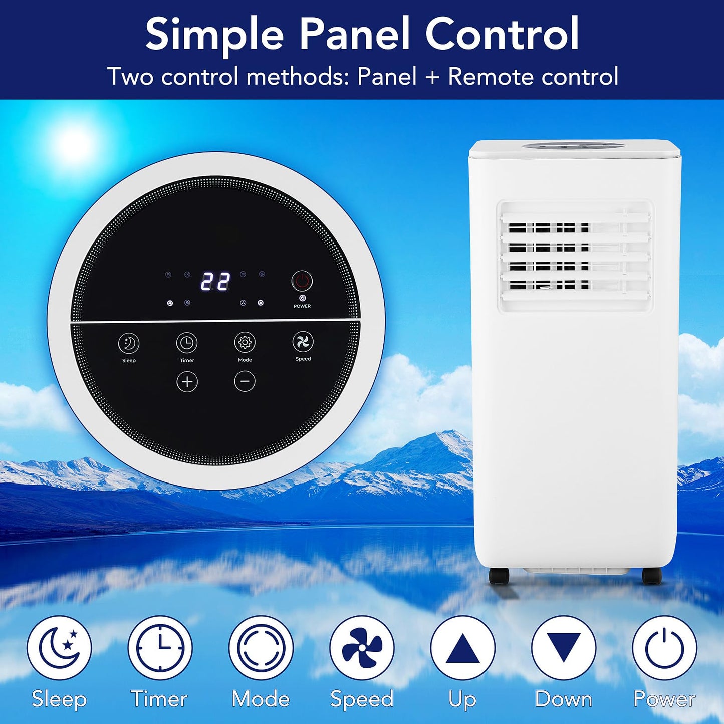 10000 BTU Portable Air Conditioners with Remote Control, 3 in-1 Free Standing Cooling AC Unit with Dehumidifier Fan Function, Cools Room up 450 Sq. Ft, Auto Swing, Sleep Mode, 24H Timer