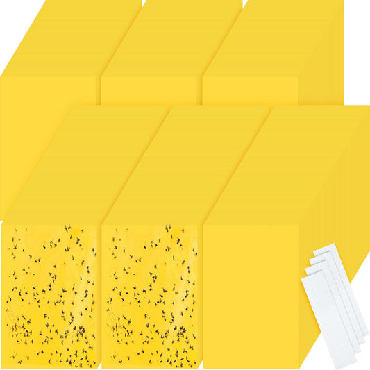 Qualirey 900 Pcs 6x8 Inch Yellow Sticky Traps for Gnats, Dual-Sided Sticky Gnat Traps for Indoor Outdoor, Fly Catcher for Fungus Gnats, Fruit Flies, Whiteflies– Bulk Pack with Twist Ties