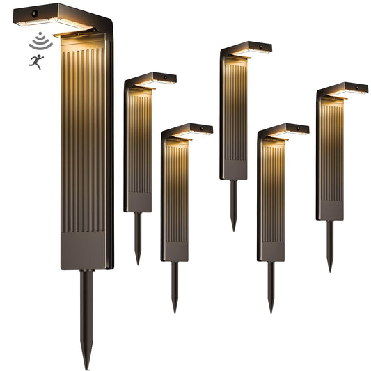 COXSENI Solar Lights Outdoor Pathway, 6Pack Motion Sensor Solar Pathway Lights, 2 Colors Adjustable & 3 Working Modes, IP65 Waterproof Outdoor Landscape Lighting for Garden Yard Driveway Walkway Lawn