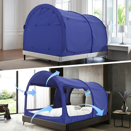 Alvantor® Bed Canopy Bed Tents Dream Tents Privacy Space Full Size Sleeping Tents Indoor Pop Up Portable Frame Curtains Breathable Grey Cottage (Mattress Not Included) Reducing Light