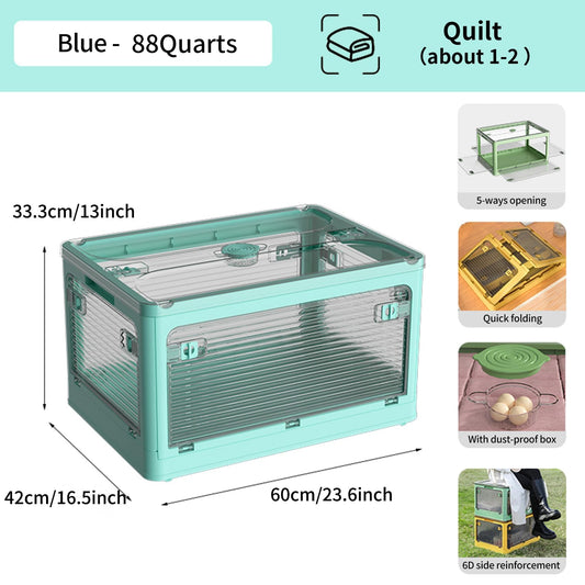 Roqao 3-Pack Stackable Storage Bins, 83-Liter Collapsible Organizers with 3 Lids, Wheels, Foldable Collapsible Box for Outdoor Camping, Mixed Color