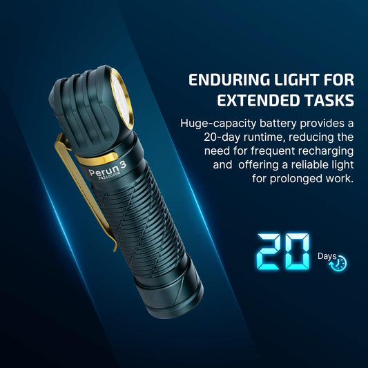 OLIGHT Perun 3 Rechargeable Headlamp Flashlight Bundle with Oclip Pro EDC Flashlight Clip-on Light
