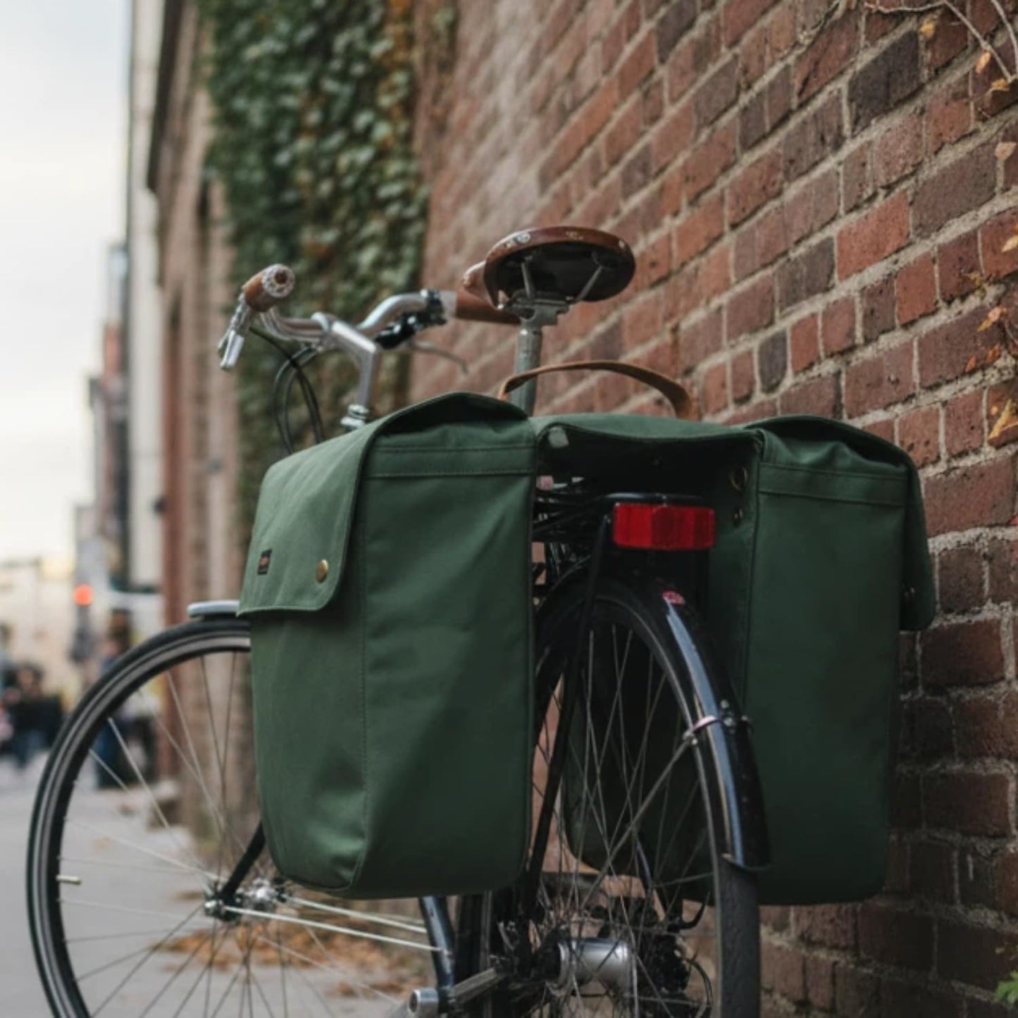TOURBON Canvas Bike Bags Rear Rack Roll-up Bicycle Panniers Waterproof