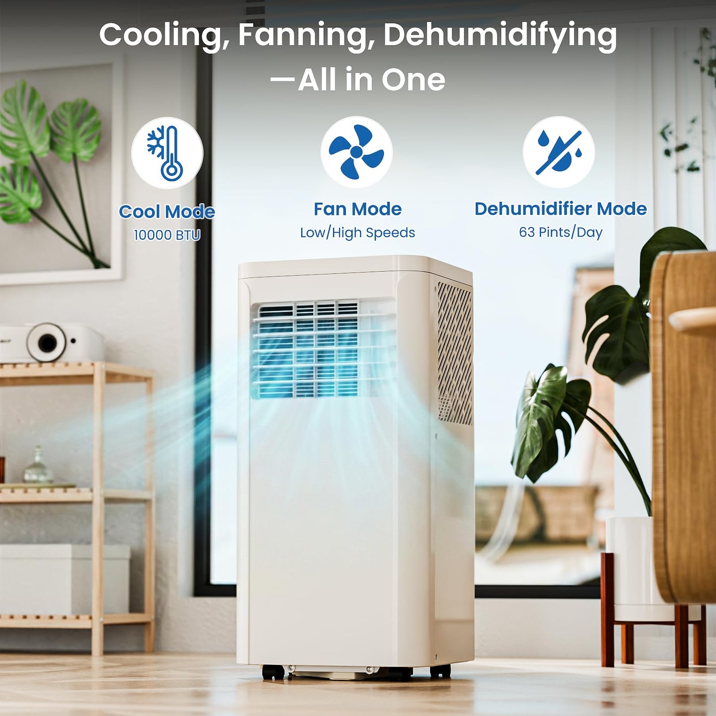 Antarctic Star 10000 BTU Portable Air Conditioners, Portable AC Unit with Fan/Dehumidifier/Sleep Modes, Cools up to 450 Sq.Ft with Remote Control, 24H Timer, Window Kits for Living Room, Bedroom