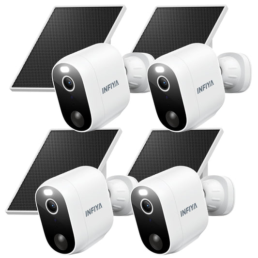 INFIYA Security Cameras Wireless Outdoor-Solar&Battery Powered 2K 2.4G Cameras for Home Security, Instant Alert, AI Human Detection, Color Night Vision, 2-Way Talk, SD Storage, Work with Alexa, Z1 4P
