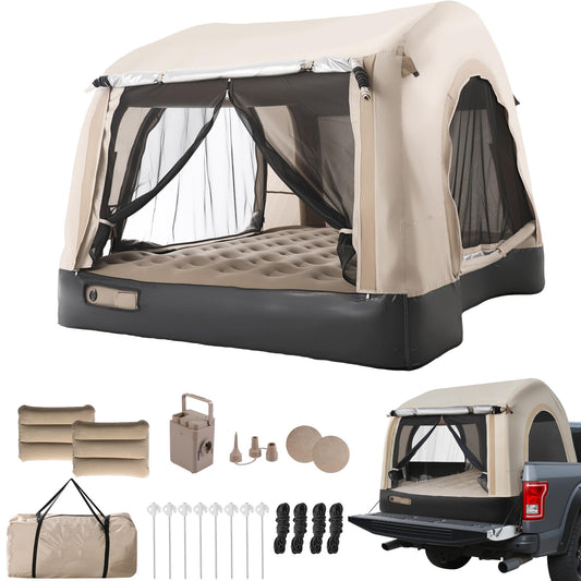 OPP ULITE Foldable Pickup Truck Bed Tent, Full Size Sportz Air Mattress, Camping & Outdoor Truck Tent, 2-Person Portable Includes Pillows & Glow-in-The-Dark Stakes