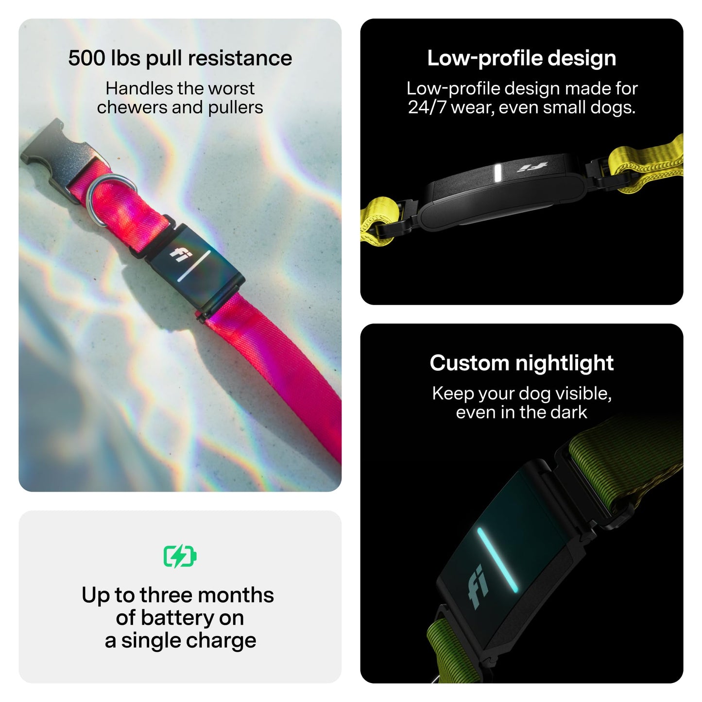 Fi New Series 3+ Smart Dog Tracker Collar [6 Month Membership Included] GPS Tracker for Dogs with Health & Behavior Monitoring, Escape Alerts, Waterproof, LED, Apple Watch Compatible (Blue, X-Large)
