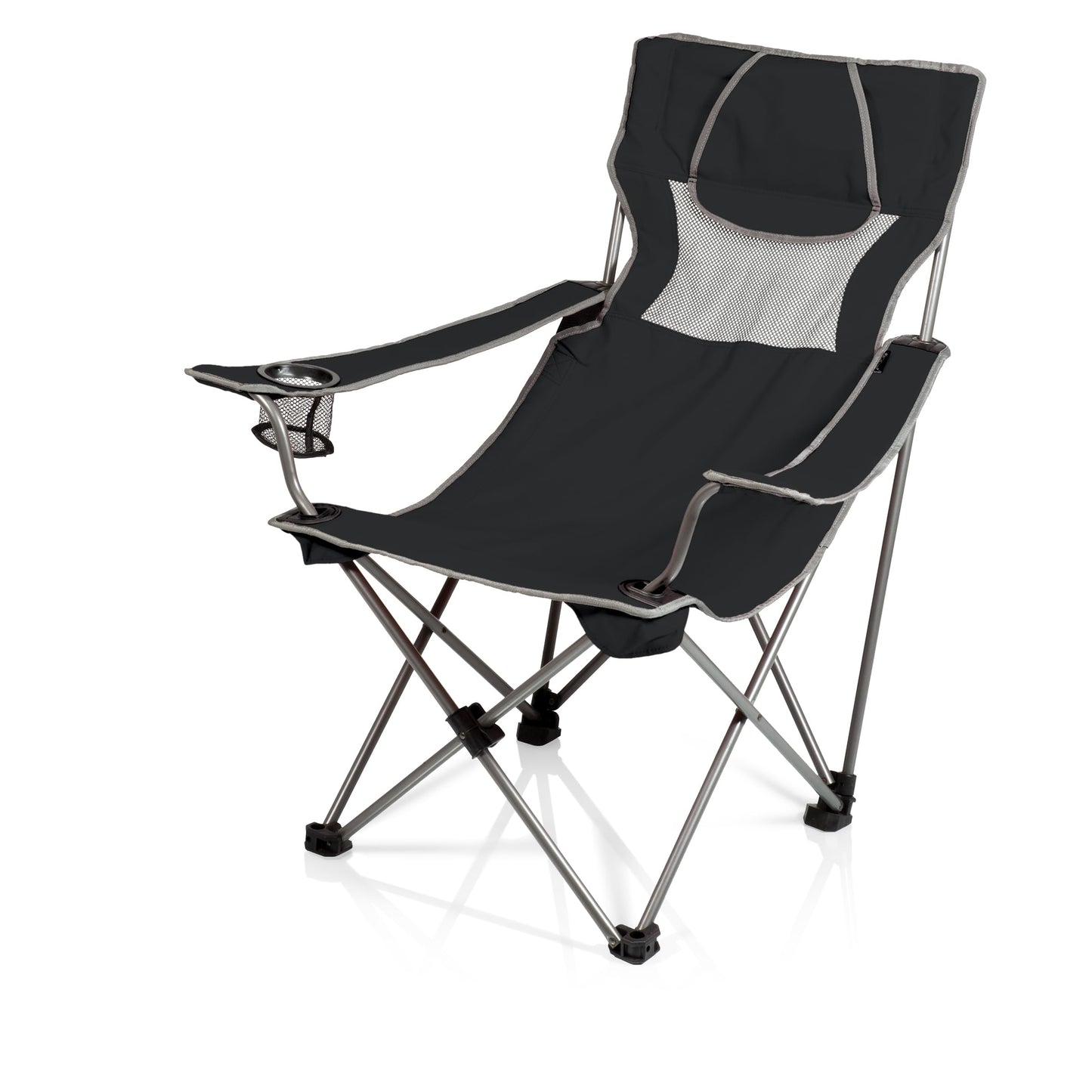 Picnic TIME NCAA Georgia Tech Yellow Jackets Campsite Camping Chair, Picnic Chair, Outdoor Folding Chair with Carry Bag, Beach Chair, (Black with Gray Accents), 23 x 18 x 36