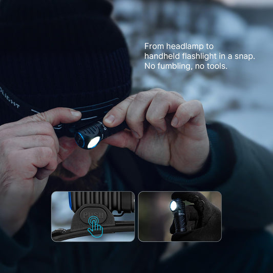 OLIGHT Perun 3 Mini Headlamp 920 Lumens LED Head Flashlight Bundle with iUltra Rechargeable EDC Flashlight