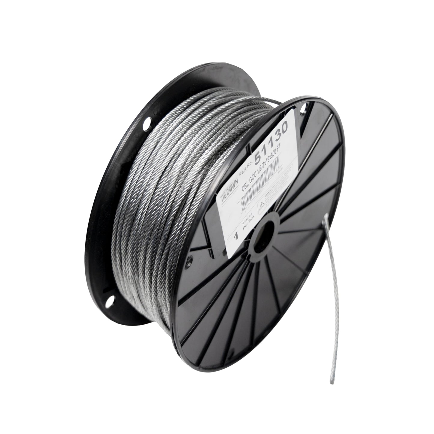 Tie Down 1/8" 7x19 Galvanized Steel Aircraft Cable – 500 ft Reel | Wire Rope for Deck Railings & Garage Doors