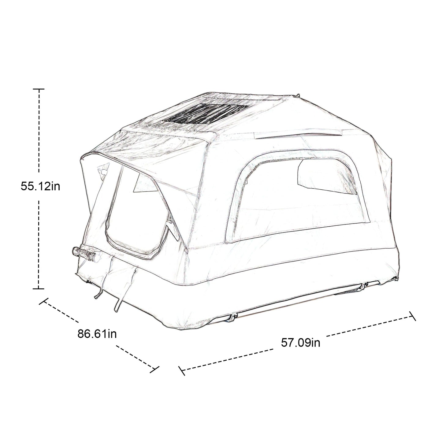 GDFStudio Inflatable Roof Top Tent for Car SUV Truck, 2 Person Rooftop Camping Tent with Air Beam Structure, Panoramic Skylight, Telescoping Ladder & Quick Setup, Waterproof Travel Tent, Green