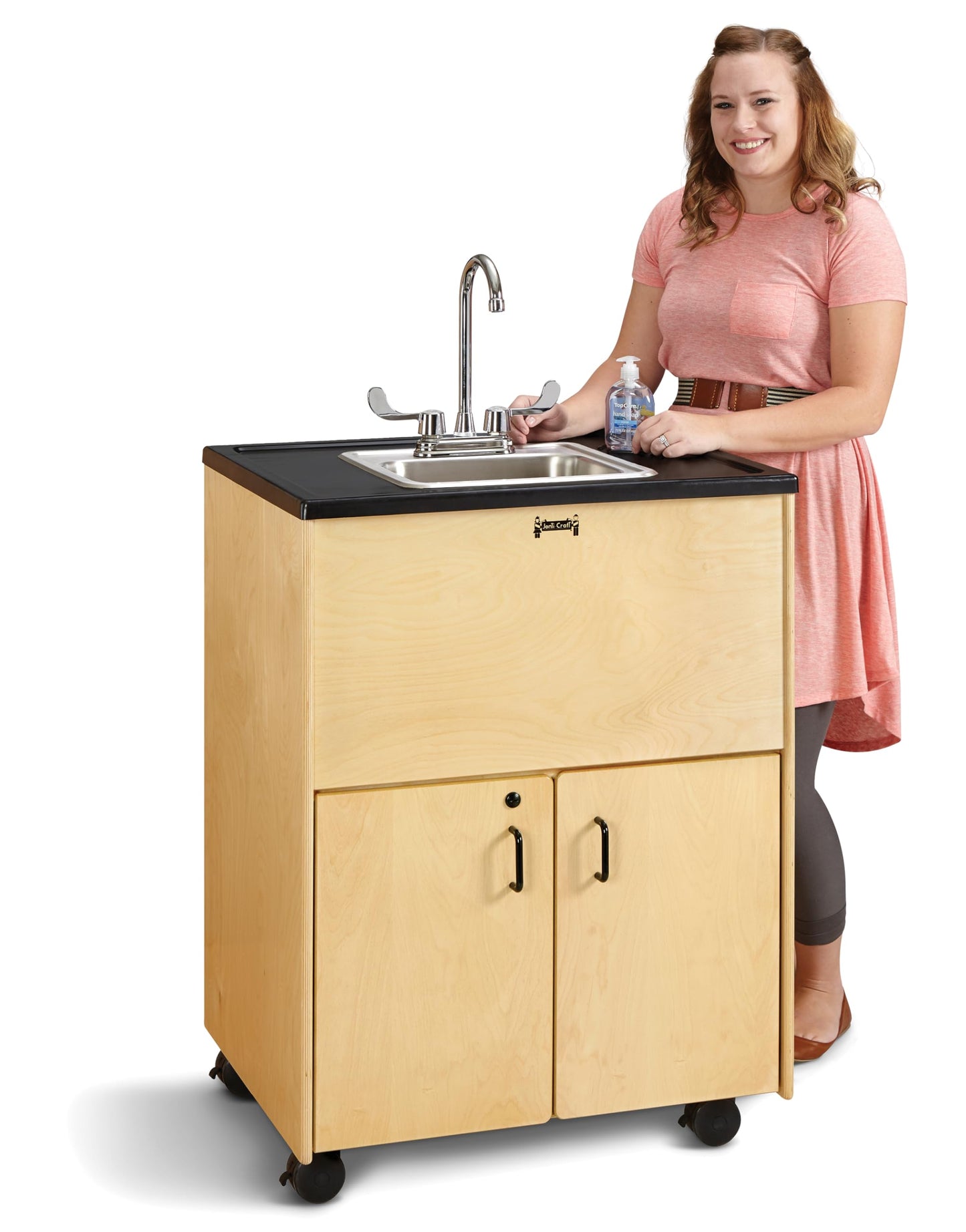 Jonti-Craft 1373JC Clean Hands Helper, 38" Counter with Stainless Steel Sink
