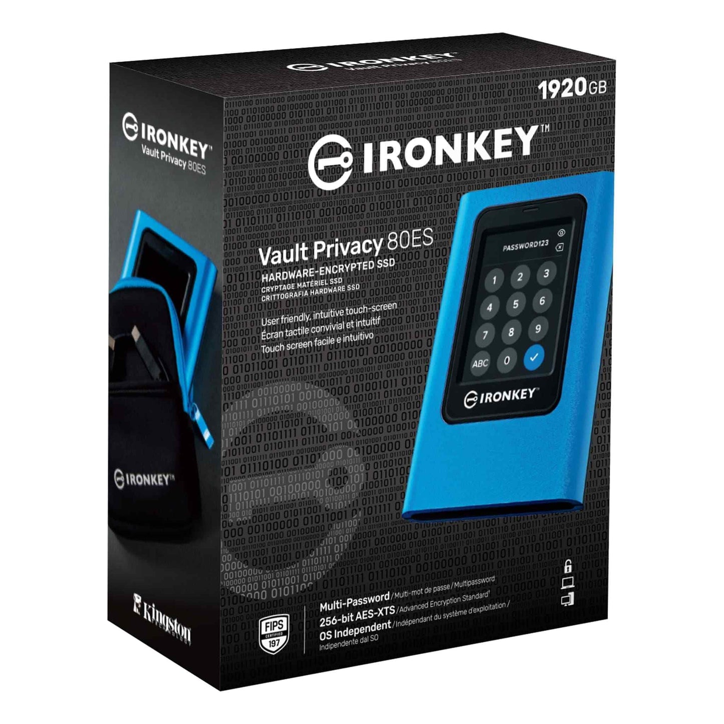 Kingston IronKey Vault Privacy 80 1.92TB External SSD | FIPS 197 | XTS-AES 256GB Encrypted | Touch Screen PIN | Secure Data Protection | IKVP80ES/1920G