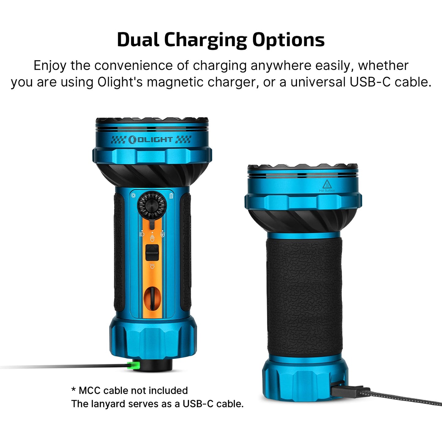 OLIGHT Marauder Mini 2 Bright Flashlight 10,000 Lumen with 750 Meters Beam Distance, Rechargeable Light with Dual Charging & 5 Lighting Modes for Outdoor, Camping, Emergencies (Sapphire)