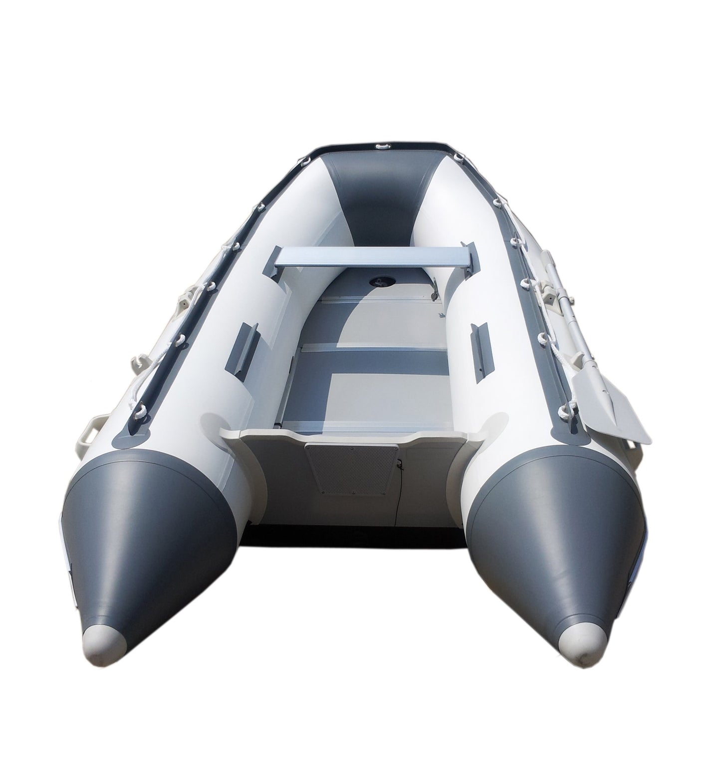 Newport 8ft 10in Dana Inflatable Sport Tender Dinghy Boat - 3 Person - 10 Horsepower - USCG Rated, White/Gray