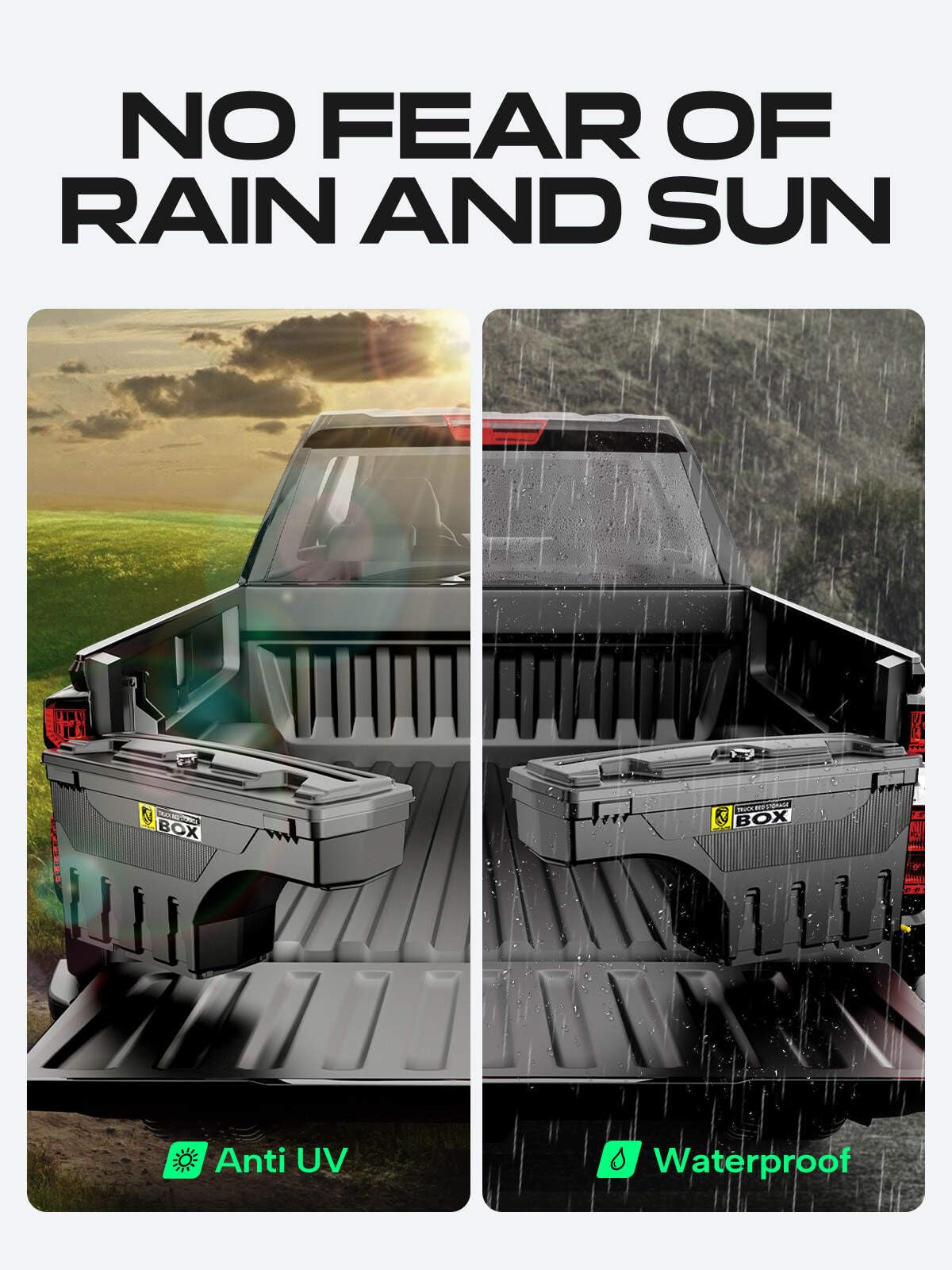 YHTAUTO Truck Bed Storage Tool Box Lockable Compatible with 2019-2025 Ram 1500 Pickup, Passenger Side, Will Not Work with RamBox & Classic Model, Swing Waterproof Wheel Well Toolbox