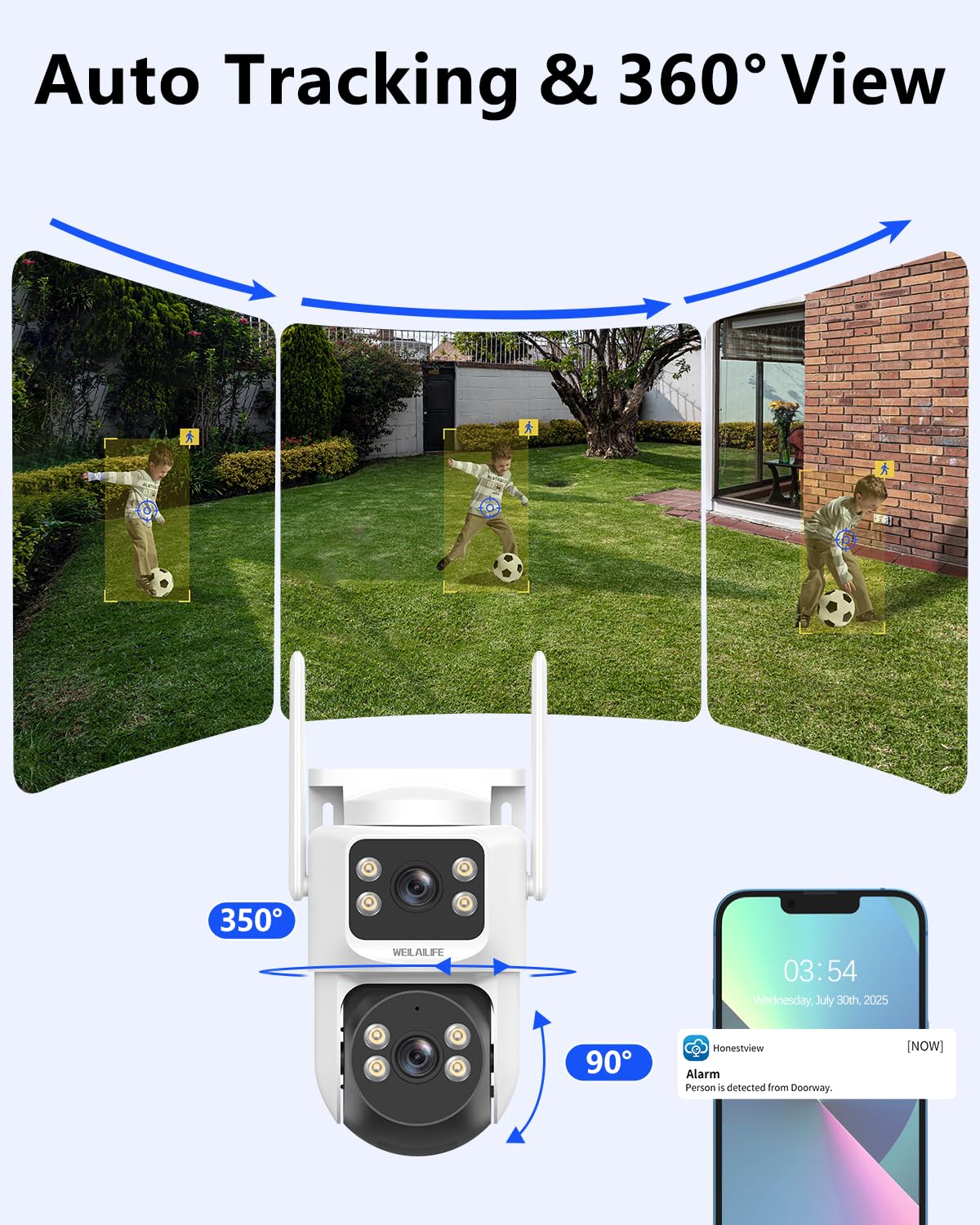 【2-Way Audio & Auto Tracking】 4MP PTZ Security Cameras Wireless Outdoor, WiFi Home Security Camera System, Video Surveillance DVR Kits