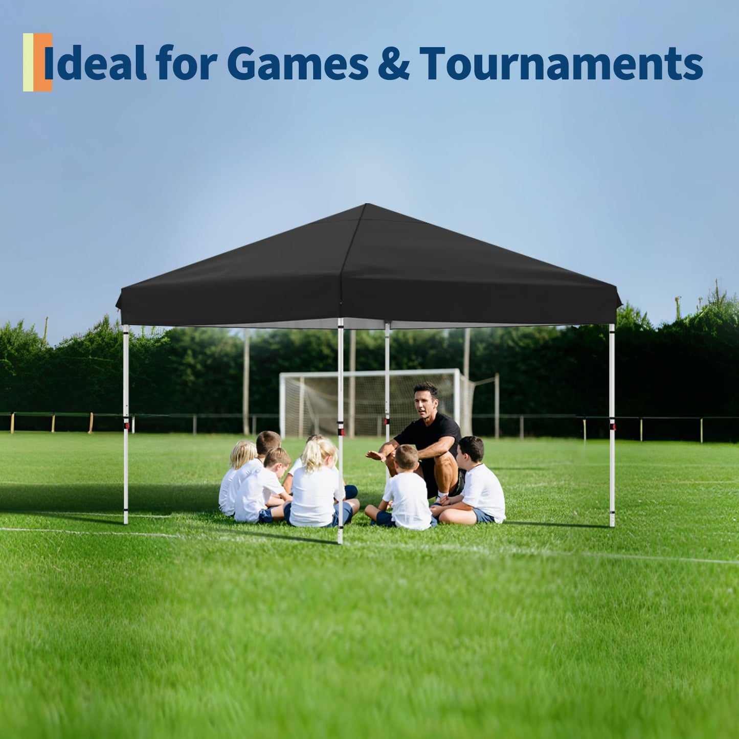 Garvee 10 ft x10 ft Pop Up Canopy Tent with 4Pcs Sidewalls, Portable Instant Commercial Canopy with 4 Stakes, 4 Ropes, 4 Sandbags for Farmers' Market, Patio, Outdoor, Camping, Black