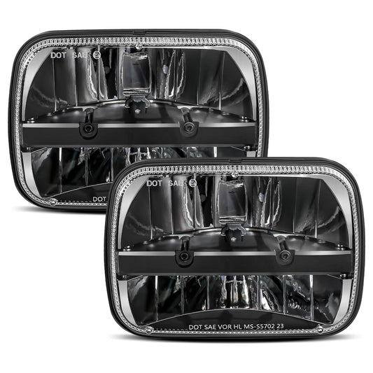 UNI-SHINE 5x7 led headlight 2pcs 7x6 led headlight Reflector Plug and Play H6054 H5054 Hi/Lo Sealed Beam DOT Approved Compatible with jeep Wrangler YJ Compatible with Cherokee XJ