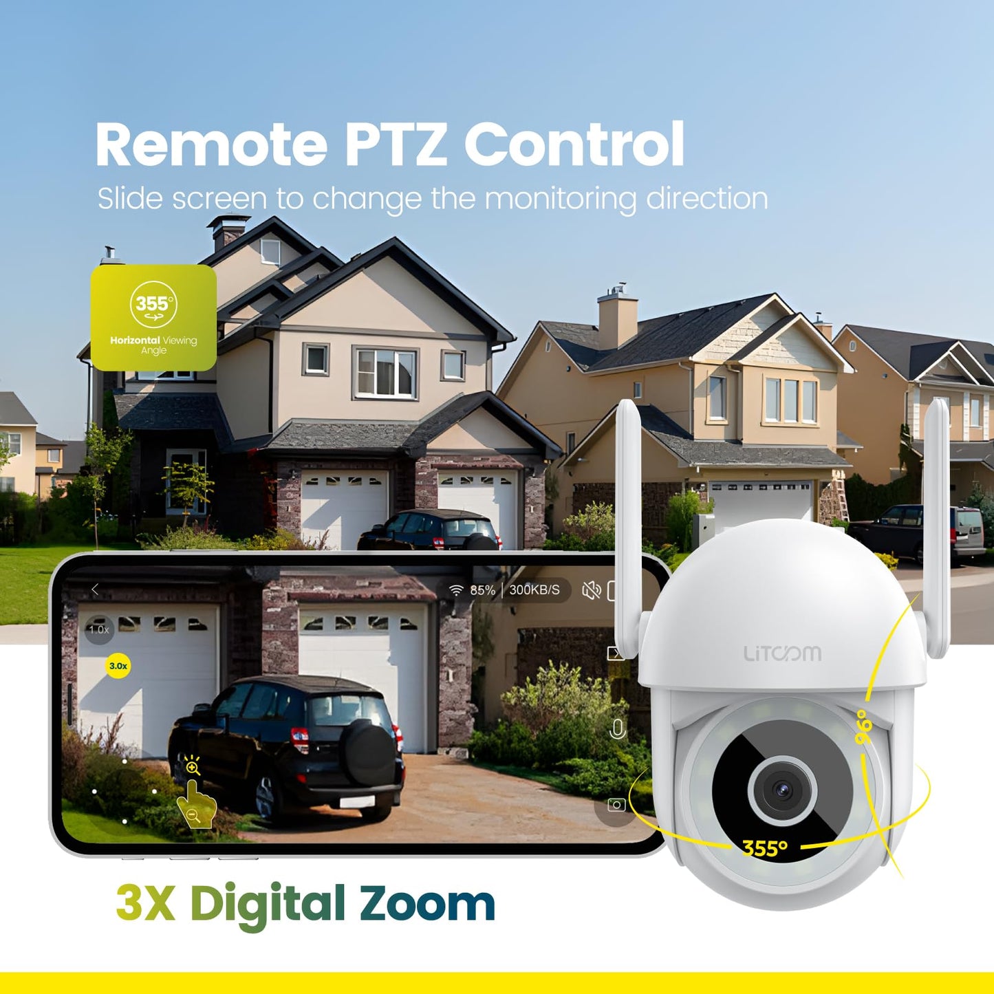 litokam 4MP Security Camera Outdoor, 2.5K Cameras for Home Security Outside with 360° PTZ, Color Night Vision, WiFi Cam with Siren, Auto Tracking & AI Motion Detection, 2-Way Talk (2 Pack)