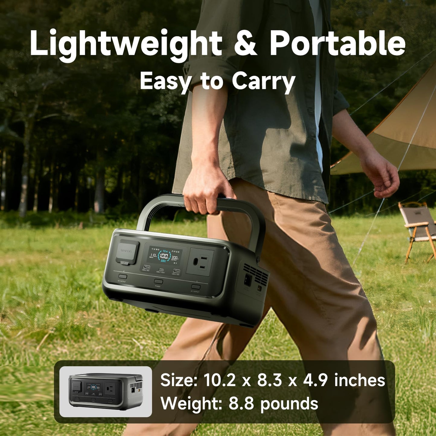 ALLPOWERS VOLIX P300 Portable Power Station, 256Wh LiFePO4 Battery, 300W Solar Generator(600W peak), <20ms UPS, MPPT 110W Max, AC Fast Charge, 100W USB-C Output for Home Backup, Office, RV, Camping