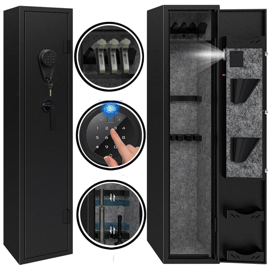 Kaer 4-5 Gun Safe,Gun Safe for Rifles and Pistols,Long Rifle Safe for Home,Gun Cabinet for Rifles and Shotguns with Fingerprint/Digital Keypad/Removable Shelf No Assembly Needed