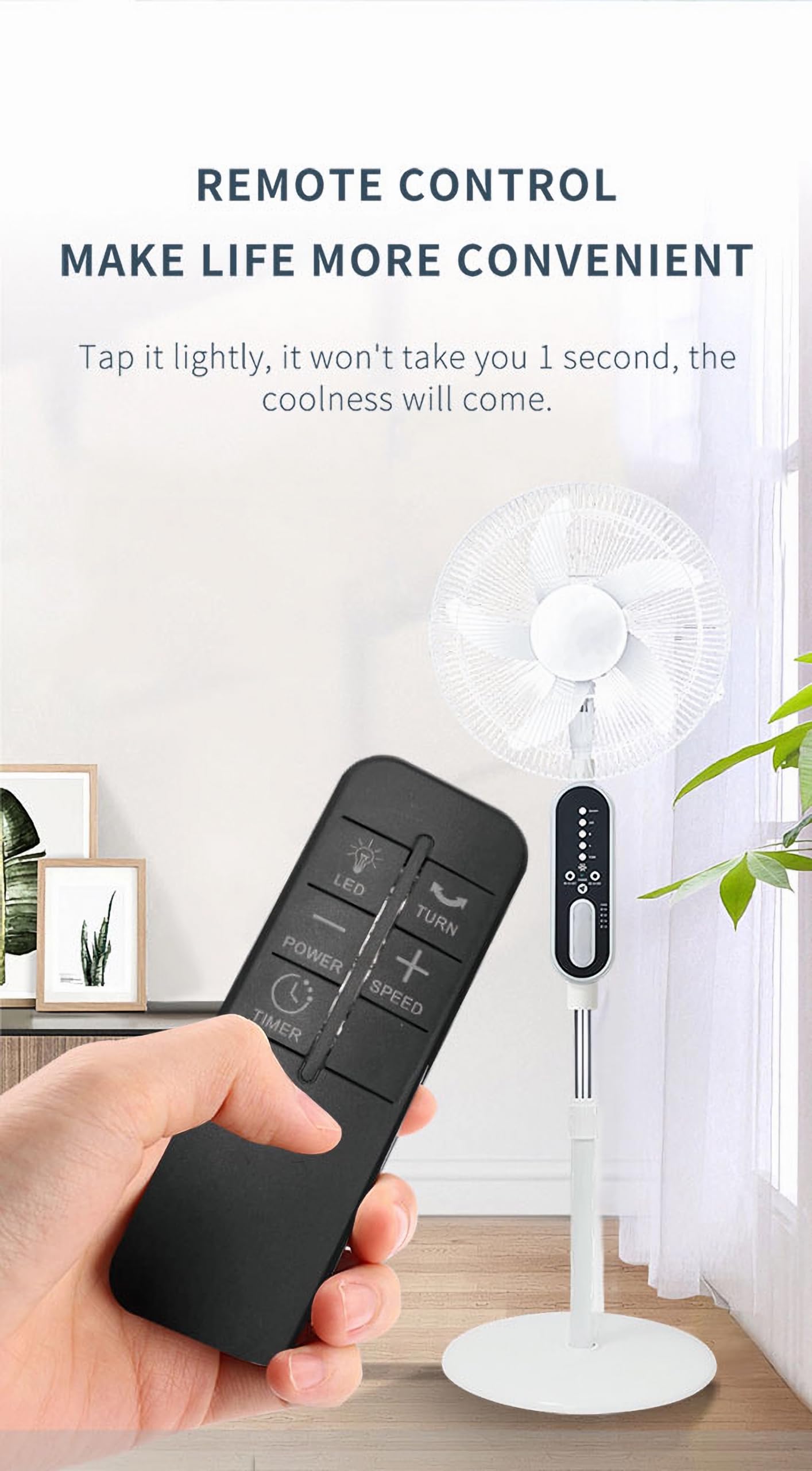GBEOSMO 16 Inch Solar Oscillating Standing Fan,14400mAh Rechargeable Pedestal Floor Fan,Height-adjustable Suitable,Night Led Light, Solar Panel 2*LED Bulds, for Home Ofiice Bedroom, Study or Outdoor