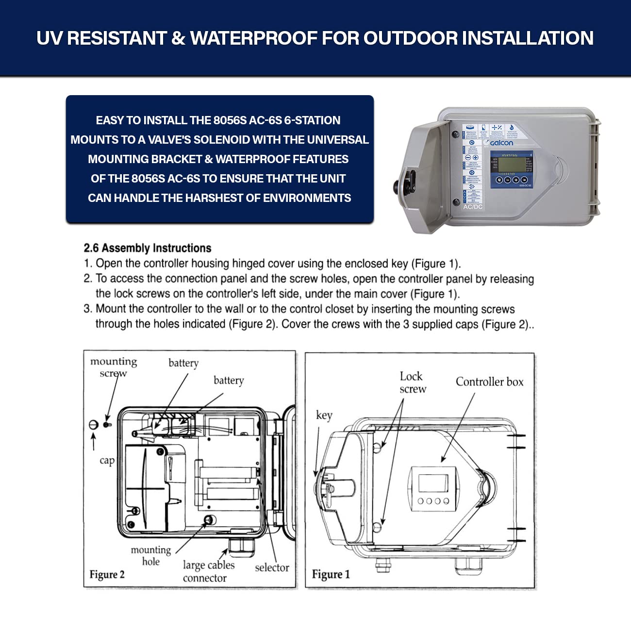 Galcon 8056S AC-6S 6-Station Indoor Irrigation or Outdoor Controller-Seconds Operation