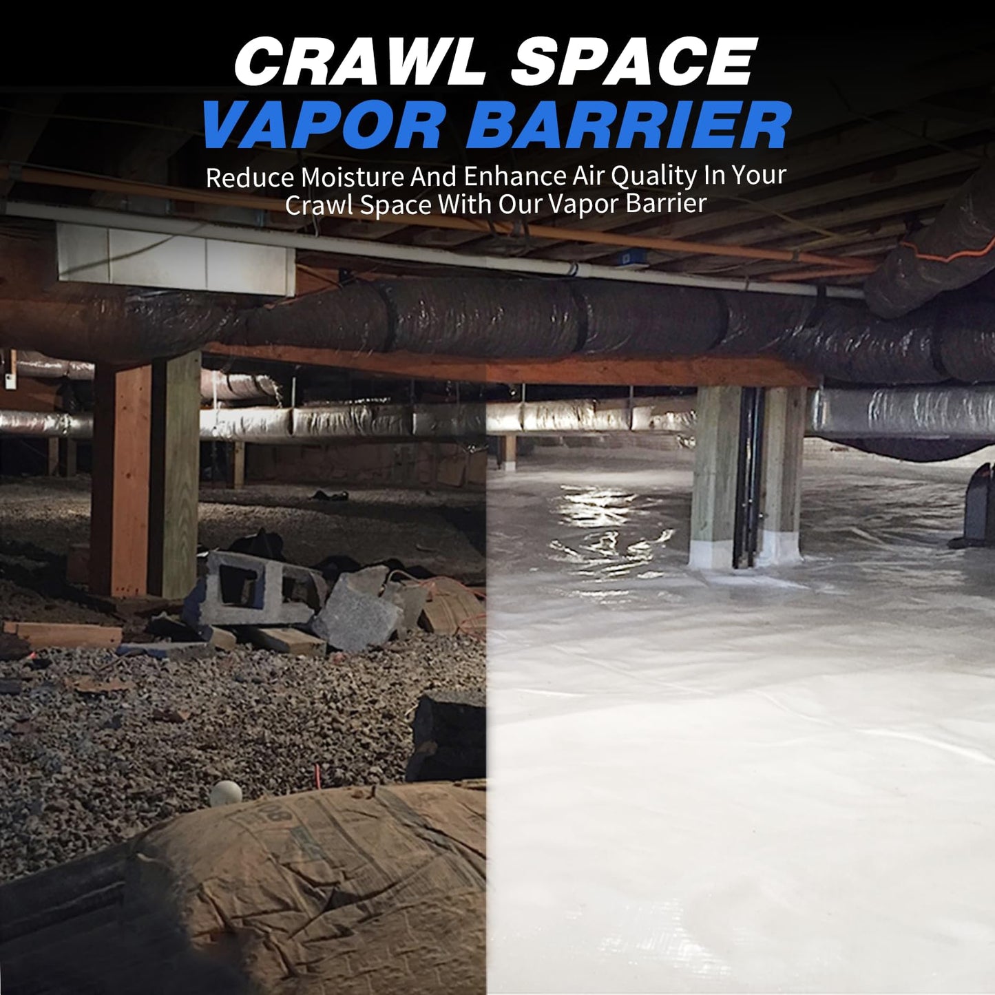 Crawldryer White Plastic Sheeting, 16 Mil 10' x 100', Crawl Space Vapor Barrier, White Vapor Barrier, Plastic Sheeting Heavy Duty, Polyethylene Plastic Rolls for Garden, Crawlspace, Basement, White