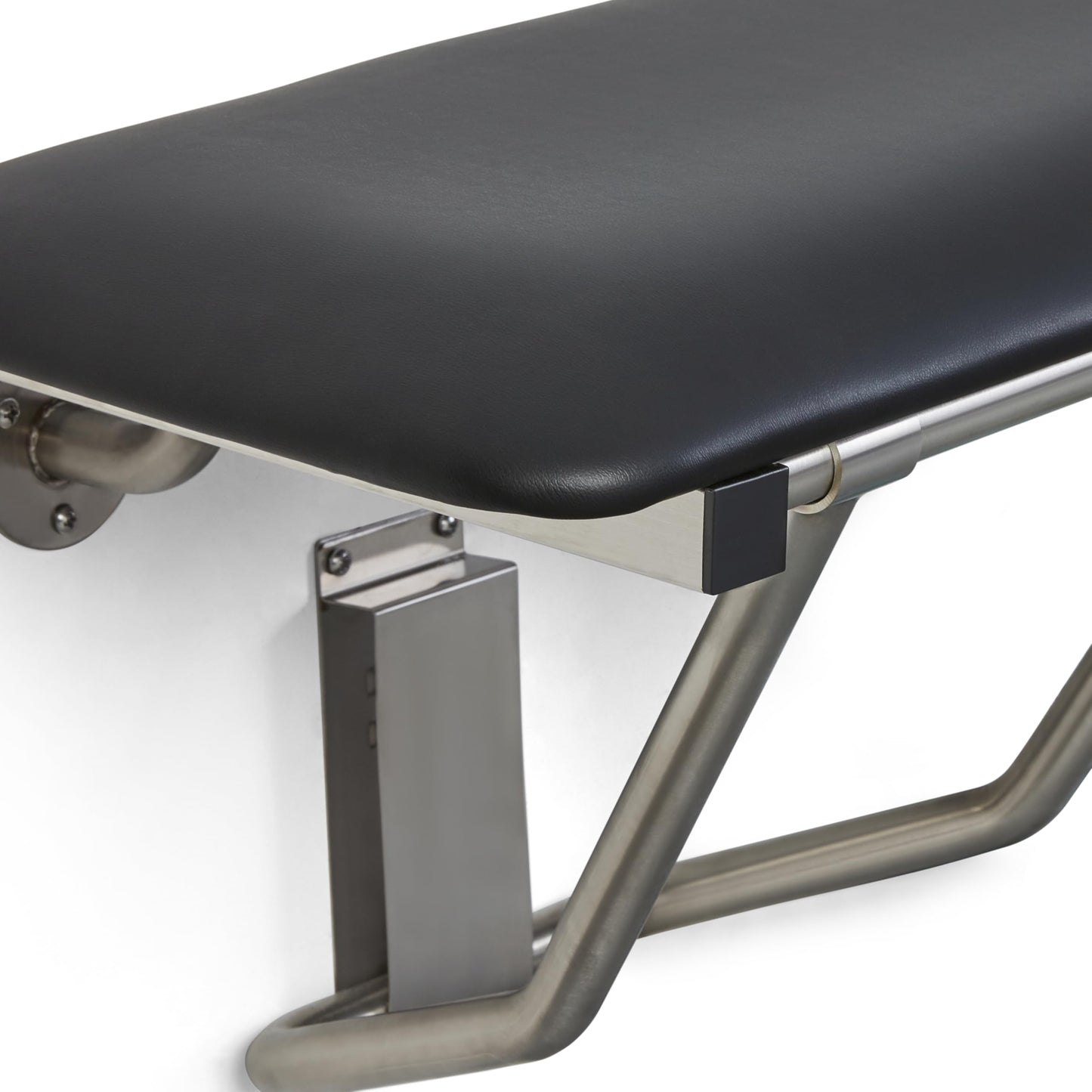 Seachrome 24" x 15" Black Padded Cushion Folding Wall Mount Bench Shower Seat, ADA Compliant