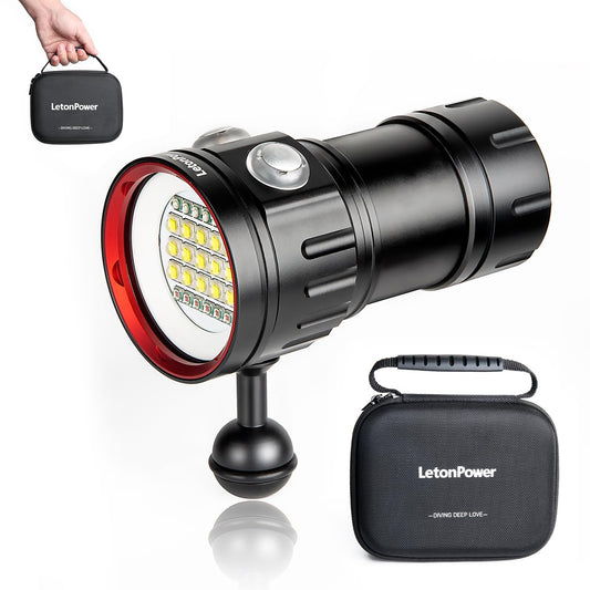 LetonPower B15 Dive Light Underwater Flashlight 8000Lumens Underwater Video Lights 80m Scuba Dive Light Diving Flashlight for Under Water Sports,Underwater Video Shooting and Photography