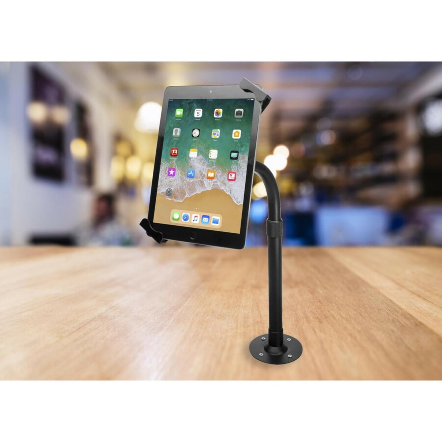Tabletop Pole Stand – CTA Height-Adjustable Security Elbow Mount with Lock and Key Security System for iPad 7th/8th/9th Gen. 10.2",Surface Pro 4,Surface Go 3 & Other 7-14" Tablets (PAD-HATUE) – Black