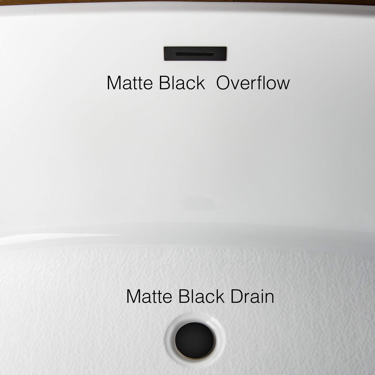 WOODBRIDGE 67" Freestanding Acylic Soaking Bathtub with White, Drain and Overflow inMatte, BTA1513-MB-Drain &O+ Pillow, Matte Black