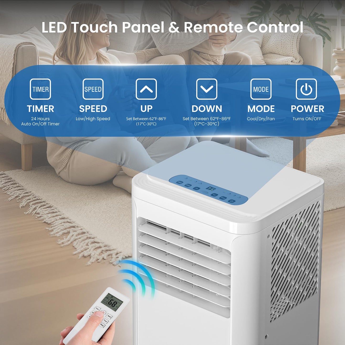 Antarctic Star 10000 BTU Portable Air Conditioners, Portable AC Unit with Fan/Dehumidifier/Sleep Modes, Cools up to 450 Sq.Ft with Remote Control, 24H Timer, Window Kits for Living Room, Bedroom