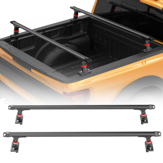 Universal Truck Bed Cross Bar, Low Profile Bed Cargo Rack Bike Rack for Mid-Size Truck, Compatible with Jeep Gladiator JT, for Colorado & Canyon, for Toyota Tacoma Tundra