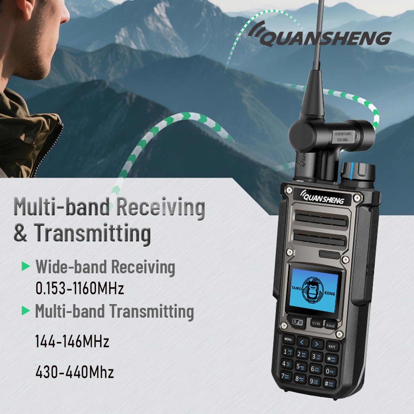 Quansheng TK11(8) Dual Band Ham Radio - High Power Walkie Talkie with NOAA Weather Alert, Air Band, Dual PTT, Type-C Charging & 999 Channels for Outdoor, Emergency, AM FM CW SSB