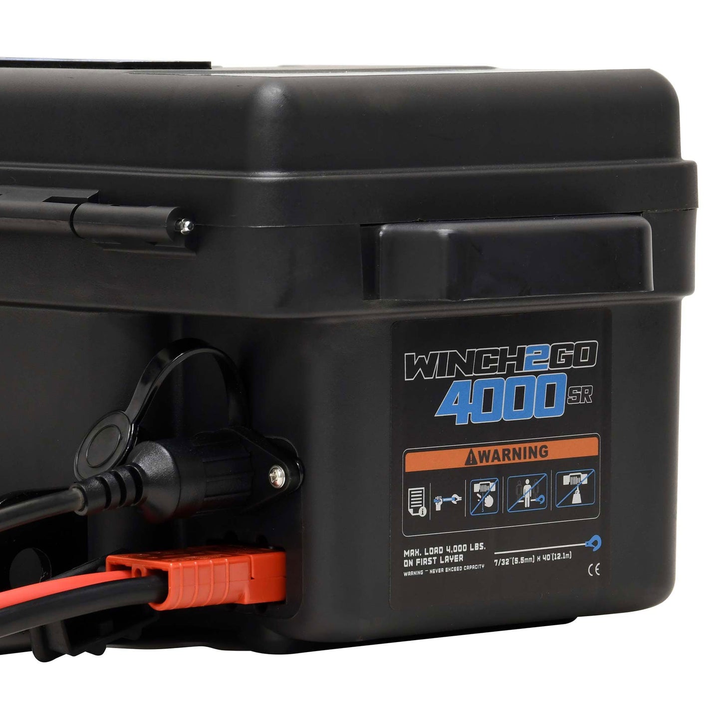 Superwinch 1140232 Winch2Go 12V DC Electric Portable Utility Winch 4000lb(1814.4kg) Single Line Pull with Steel Mounting Plate Integrated Hawse Fairlead 7/32" x 47' Synthetic Rope Handheld Remote