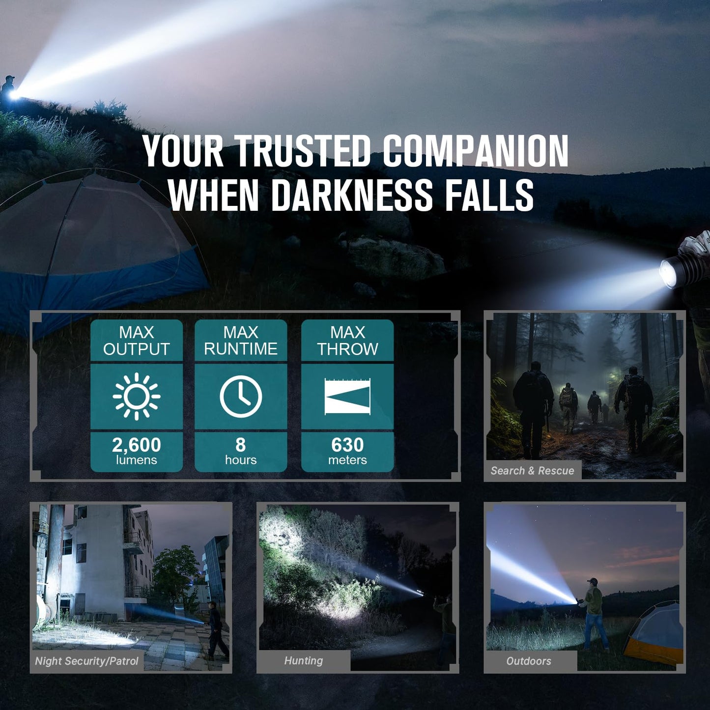 OLIGHT I3T EOS 180 Lumens Dual-Output Slim EDC Flashlight for Camping and Hiking and Warrior X 4 Rechargeable Tactical Flashlight 2,600 High Lumens with 630 Meters Long Range Thrower