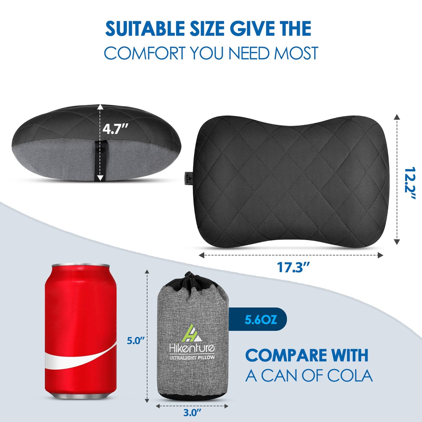 Hikenture Ultralight Inflatable Pillow with Removable Cove and 4" Thick Self Inflating Sleeping Pad with Electric Pump Set