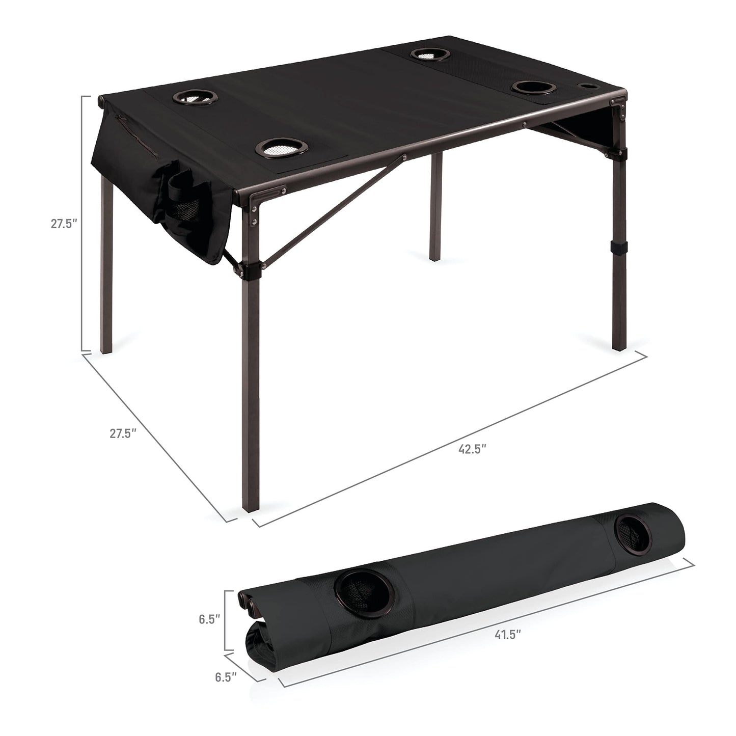 PICNIC TIME NCAA Syracuse Orange Travel Table Portable Folding Table, Camping Table, Outdoor Table with Carry Bag, (Black)
