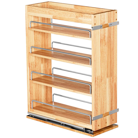 4 Tier Pull Out Spice Rack Holder Shelves (6.5" W x 22" D), spice organization for cabinet Storage Organization, pull out spice racks for inside cabinets