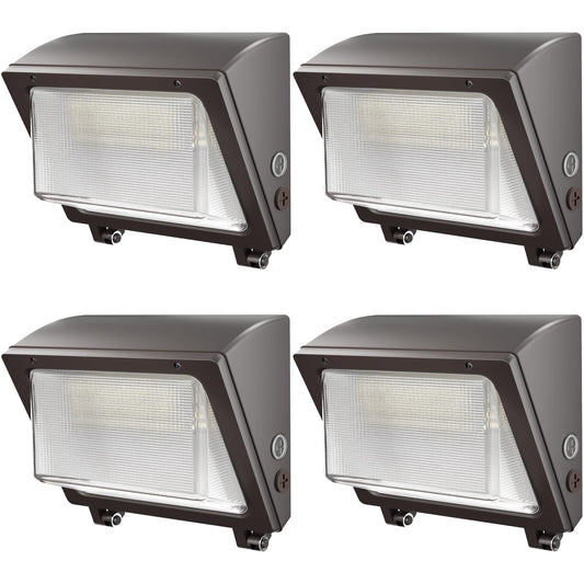 SLAclite 150W LED Wall Pack with Photocell Dusk to Dawn 5000K Waterproof Commercial Outdoor Light Fixture 22500lm 120-277V Equivalent,Energy Save Flood Lights for Building,Yard,Warehouse,Garage-4pack