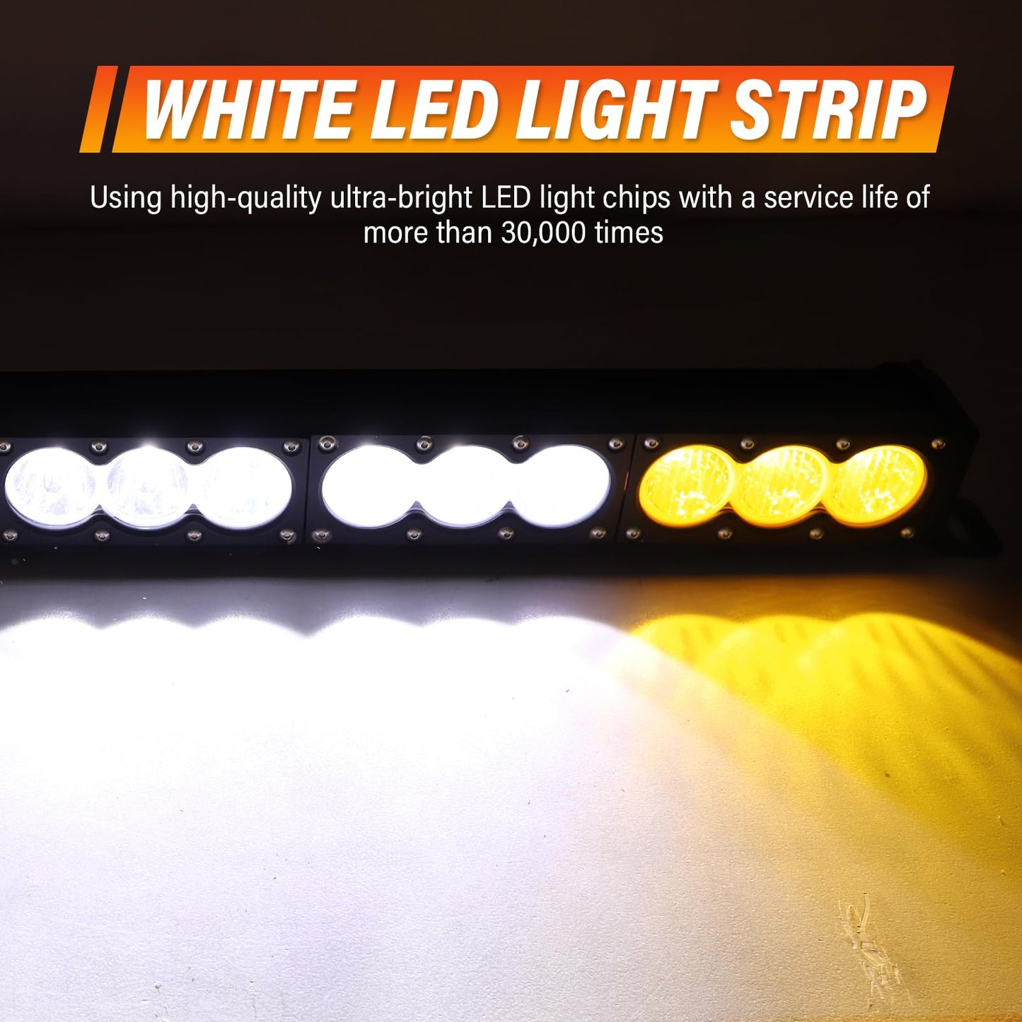 Willpower 32 inch LED Light Bar Single Row White Amber Dual Color 180W Off Road Light Bar Spot Flood Combo LED Work Light Truck UTV 4x4 Cars SUVs ATVs Boats Fog Driving Light with Wiring Harness kit