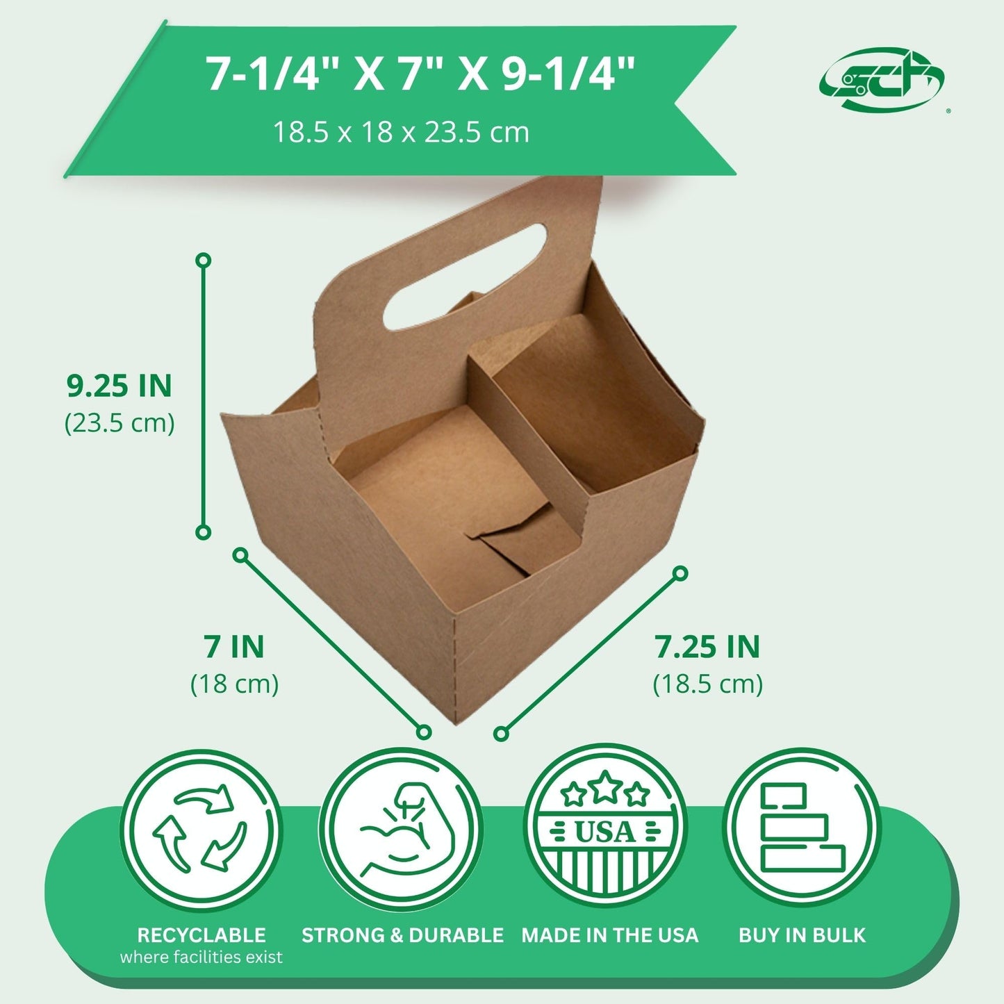 Southern Champion Tray 2788 Kraft 4 Cup Drink Carrier - 250 / CS