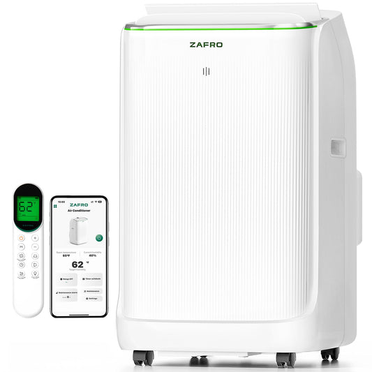 ZAFRO Smart Inverter Portable Air Conditioners, 16000 BTU (12000 BTU SACC) Dual Hose Portable AC Unit with Energy Saving/Ultra Quiet(42dB)/Drainage-free Cooling/APP/Remote for Multi-Scenario Use