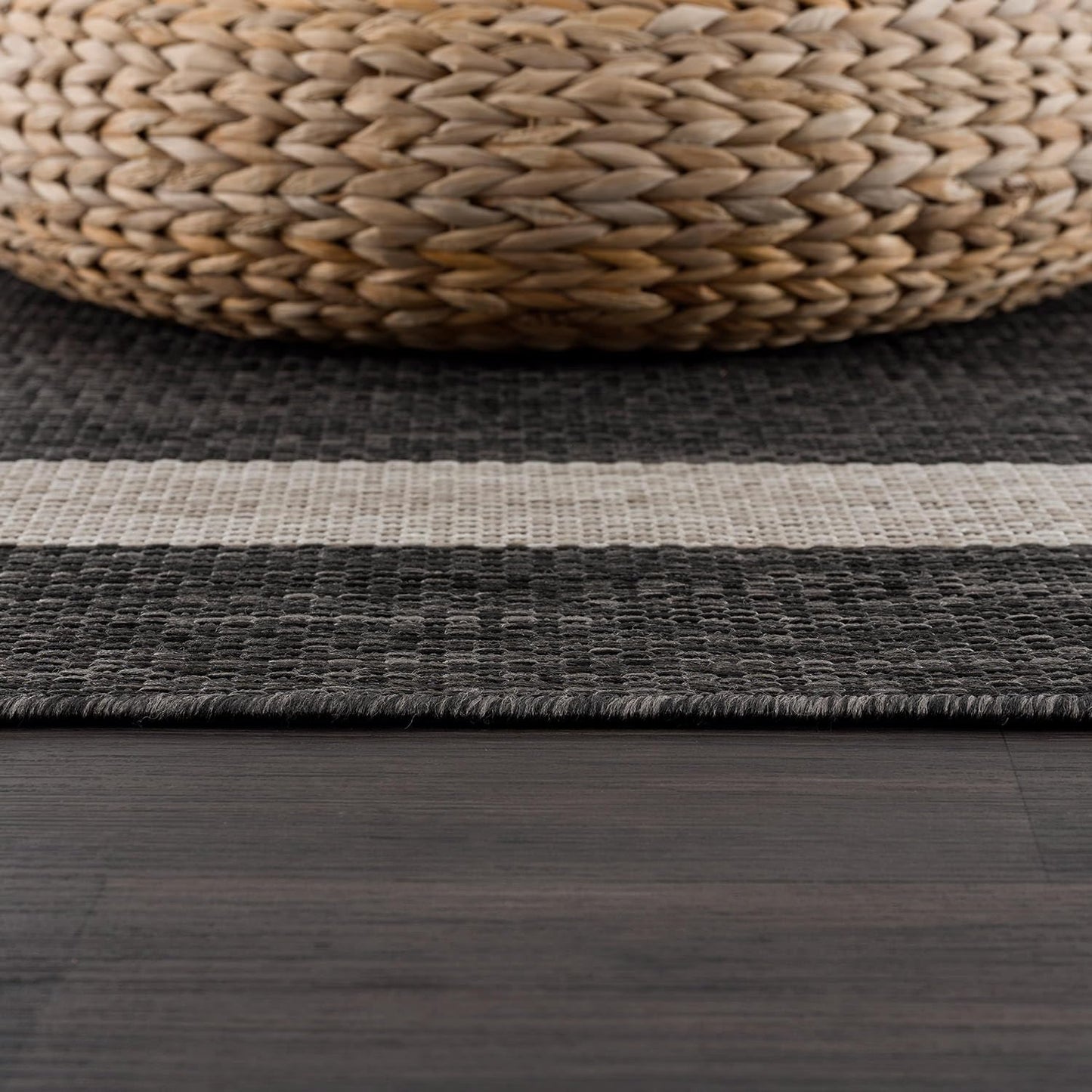 CAMILSON Outdoor Rug 8x10,Modern Outside Rugs for Patios Porches Waterproof Durable Washable Non-Shedding, Easy-to-Clean Indoor Outdoor Area Carpet (8 x 10, Bordered - Dark Gray/Light Gray)