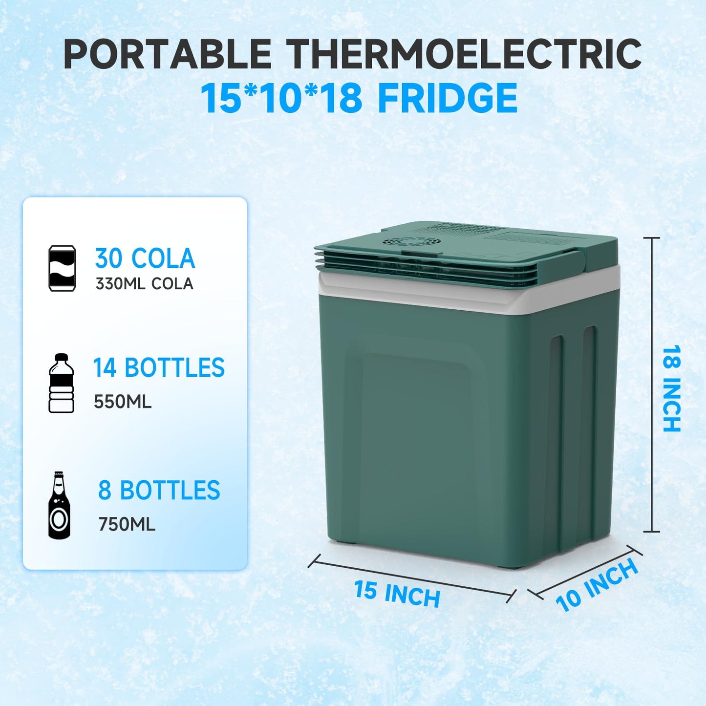 SHAREWIN Electric Cooler & Warmer with Handle 26.5 Quart/25L Portable Thermoelectric Fridge for Vehicles & Trucks with 110V AC & 12V DC, 12V Car Cooler for Camping, Travel Army Green