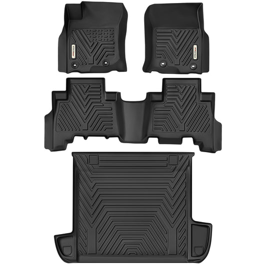 YITAMOTOR Floor Mats & Cargo Liner Set Fit for Toyota 4Runner 2024, Custom Fit TPE All-Weather Floor Liners 2013-2024 Toyota 4Runner 5 Passenger Model w/o Sliding Rear Tray, Black